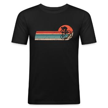 MTB Mountainbike Bike BMX Jahrgang Vintage Fahrrad - Männer Slim Fit T-Shirt - Schwarz - Vorne - Nik (191cm)