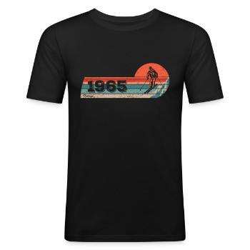 Skifahrer Jahrgang 1965 Geburtstag Skilaufen Ski - Männer Slim Fit T-Shirt - Schwarz - Vorne - Nik (191cm)