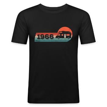 Motorhome driver Camping born 1966 birthday - Men's Slim Fit T-Shirt - black - Front - Nik (191cm)