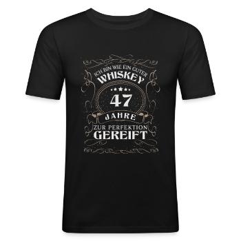 Whisky 47. Geburtstag 47 Jahre Sprüche bin wie - Männer Slim Fit T-Shirt - Schwarz - Vorne - Nik (191cm)