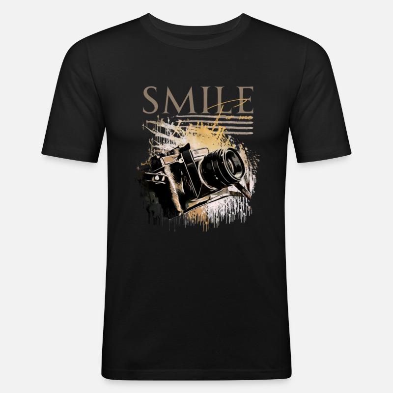 Smile for me (2) - Männer Slim Fit T-Shirt - Schwarz