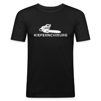 Kiefernchirurg Motorsäge Forstwirt - Männer Slim Fit T-Shirt - Schwarz - Vorne - Nik (191cm)