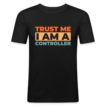 Controller - Men's Slim Fit T-Shirt - black - Front - Nik (191cm)