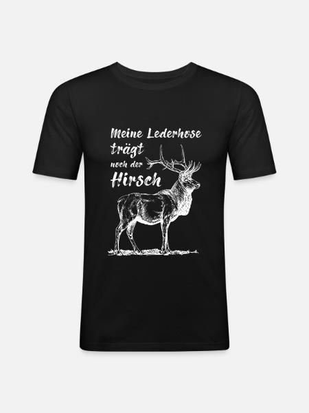 Lederhose - Männer Slim Fit T-Shirt - Schwarz
