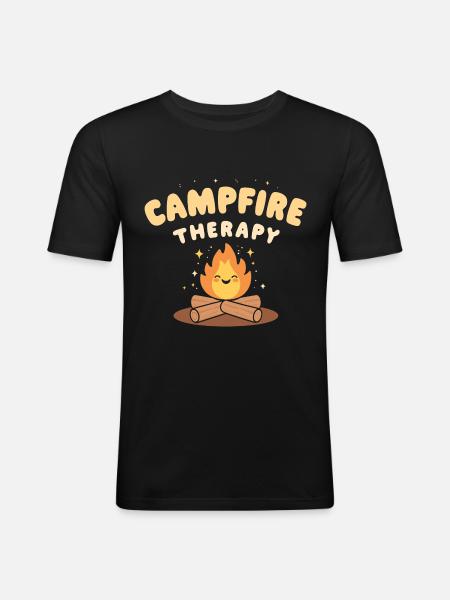 Design joyeux « Campfire Therapy » - T-shirt près du corps Homme - noir