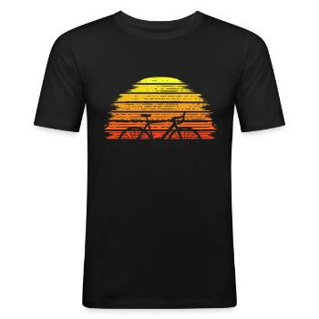 Gravel Sonnenuntergang MTB Rennrad Fahrrad Rad - Männer Slim Fit T-Shirt - Schwarz - Vorne - Nik (191cm)