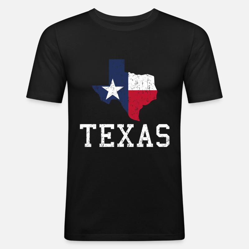 Texas - Männer Slim Fit T-Shirt - Schwarz