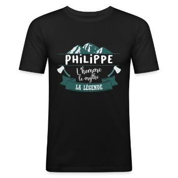 Philippe - Homme - Mythe - Légende - T-shirt près du corps Homme - noir - Devant - Nik (191cm)