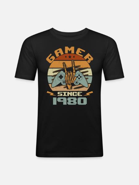 Gamer siden 1980 - Gaming fødselsdagsgave 1980 - Herre Slim Fit T-Shirt - sort