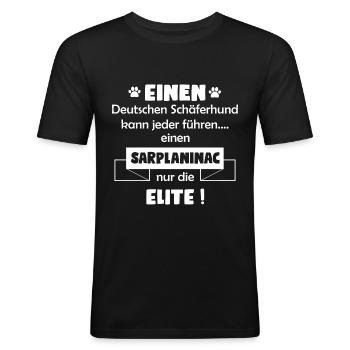 Sarplaninac Tshirt - Sarplaninac Hund Shirt - Männer Slim Fit T-Shirt - Schwarz - Vorne - Nik (191cm)