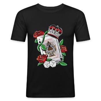 Ace of Spades Texas Holdem Poker Playing Card tee - Men's Slim Fit T-Shirt - black - Front - Nik (191cm)