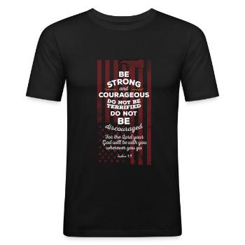 Dünne rote Linie Feuerwehrmann Bibel Vers Christian - Männer Slim Fit T-Shirt - Schwarz - Vorne - Nik (191cm)