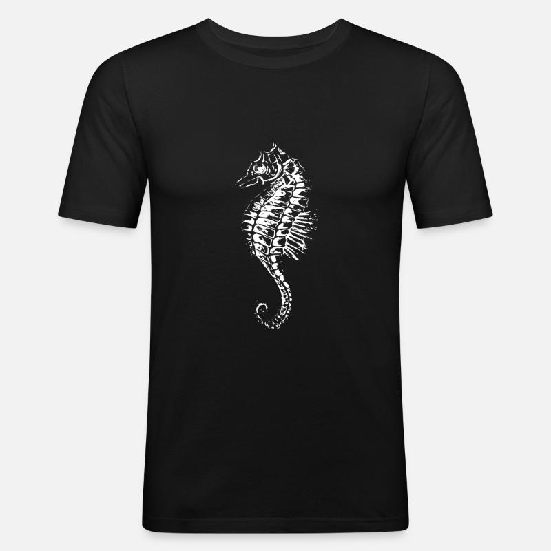 Seepferdchen - Männer Slim Fit T-Shirt - Schwarz