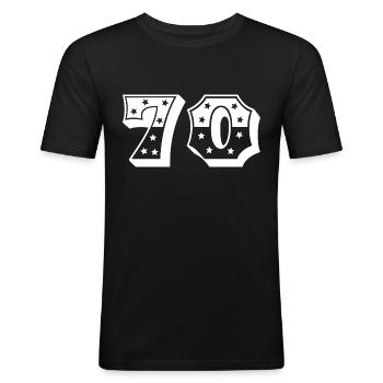 Zahl 70 - Männer Slim Fit T-Shirt - Schwarz - Vorne - Nik (191cm)