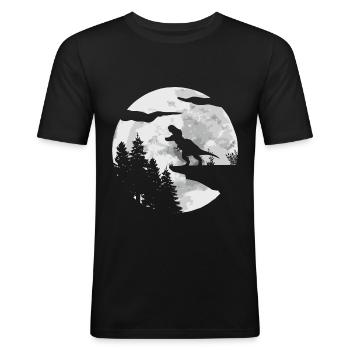 T-Rex Tyrannosaurus Rex - Männer Slim Fit T-Shirt - Schwarz - Vorne - Nik (191cm)