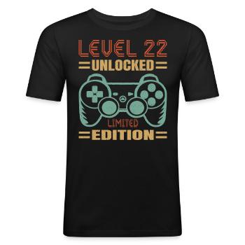 Birthday Level 22 Unlocked - Men's Slim Fit T-Shirt - black - Front - Nik (191cm)