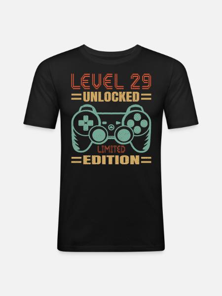 Birthday Level 29 unlocked - Men's Slim Fit T-Shirt - black