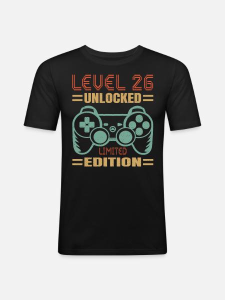 Birthday Level 26 Unlocked - Men's Slim Fit T-Shirt - black