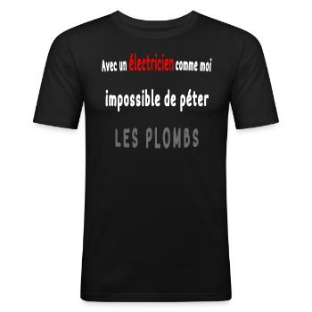 vêtements électriciens - T-shirt près du corps Homme - noir - Devant - Nik (191cm)