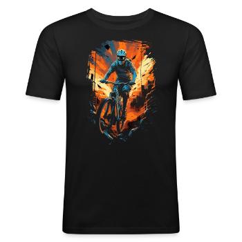 Downhill Biker Mountain Bike - Men's Slim Fit T-Shirt - black - Front - Nik (191cm)