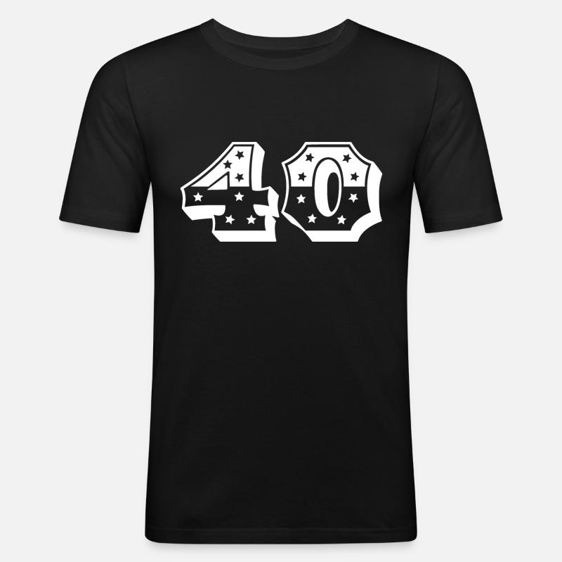 Zahl 40 - Männer Slim Fit T-Shirt - Schwarz