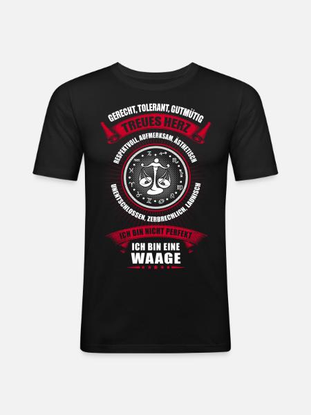 Waage Sternzeichen Horoskop - Männer Slim Fit T-Shirt - Schwarz