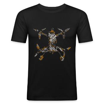 Quadrocopter FPV Drone Copter Pilot RC Flieger - Männer Slim Fit T-Shirt - Schwarz - Vorne - Nik (191cm)