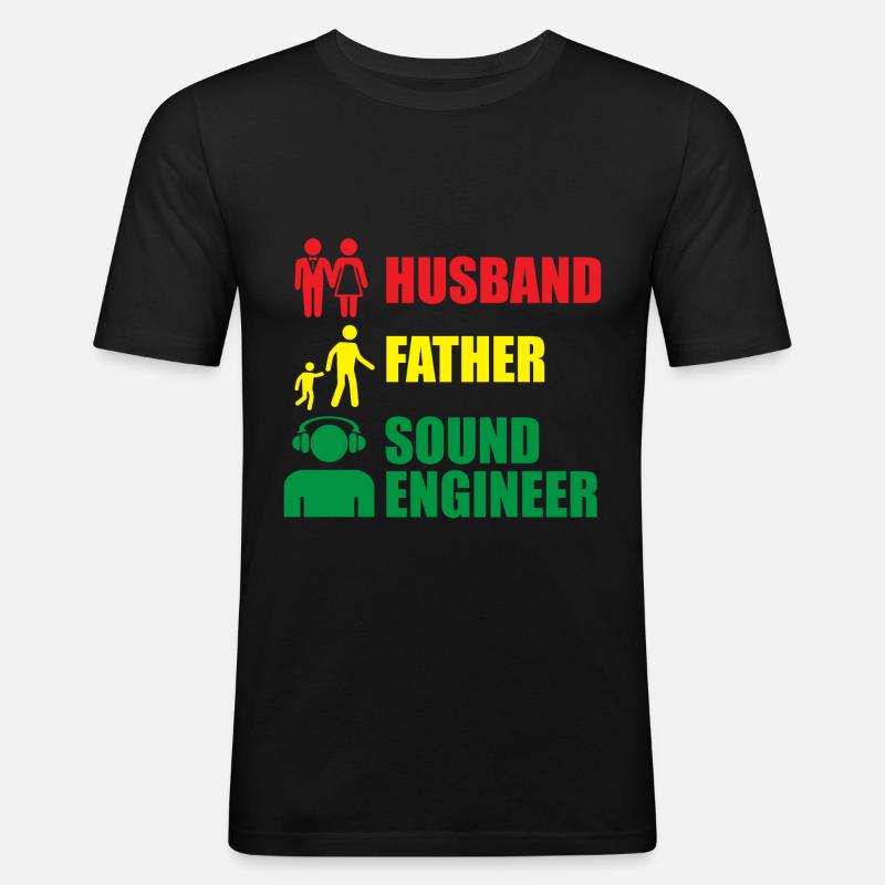 Tontechniker Sound Audio Engineer - Männer Slim Fit T-Shirt - Schwarz