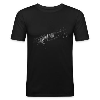 Gitarrenspieler Gitarist Gitarre spielen Sprüche - Männer Slim Fit T-Shirt - Schwarz - Vorne - Nik (191cm)