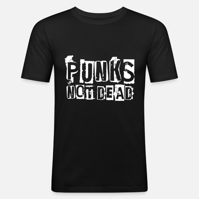 PUNKS NOT DEAD White - Männer Slim Fit T-Shirt - Schwarz