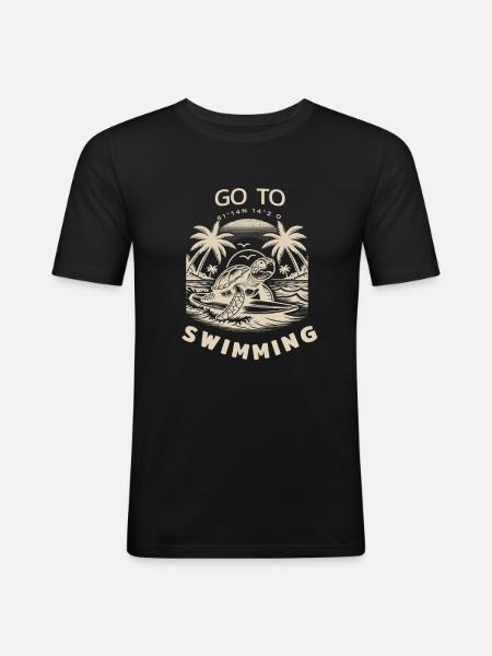 Tortue nageuse - T-shirt près du corps Homme - noir