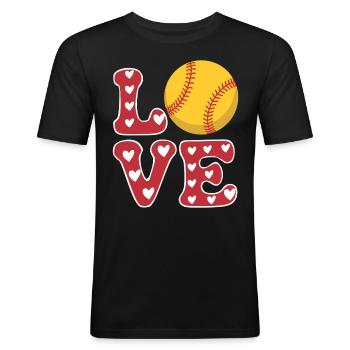 Softball Joueur de Softball Cadeau de Softball Mignon - T-shirt près du corps Homme - noir - Devant - Nik (191cm)