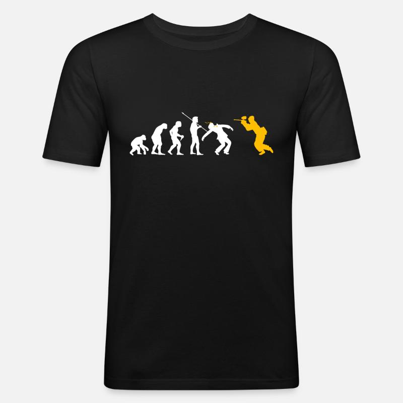 Paintball Evolution lustiges Paintball Geschenk - Männer Slim Fit T-Shirt - Schwarz
