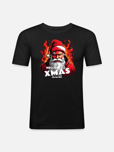 Santa's Hellstare | Hello Xmas - Männer Slim Fit T-Shirt - Schwarz