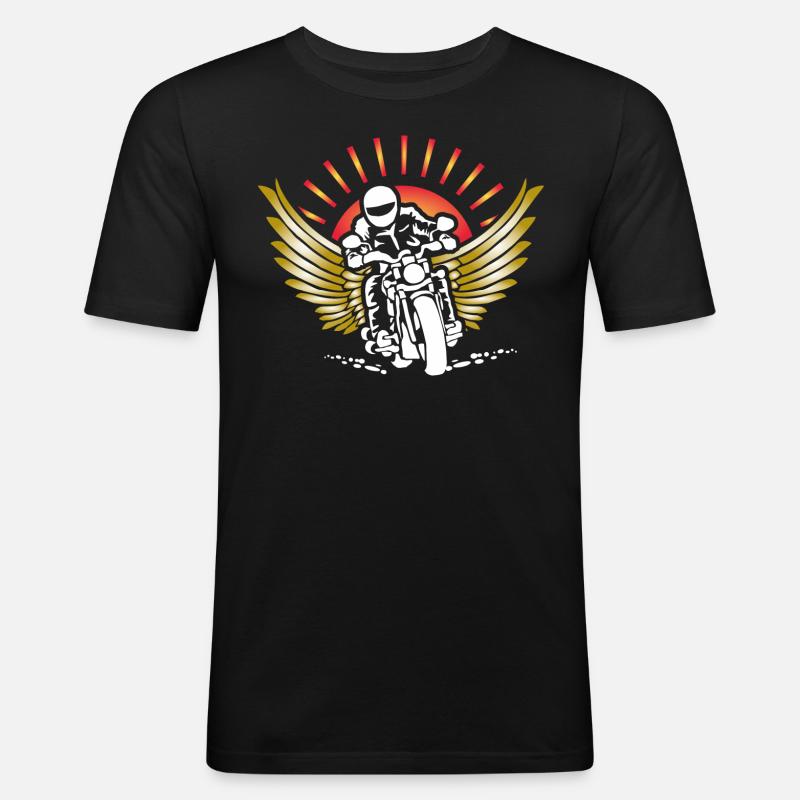 Motiv Biker Motorrad Geschenk - Männer Slim Fit T-Shirt - Schwarz