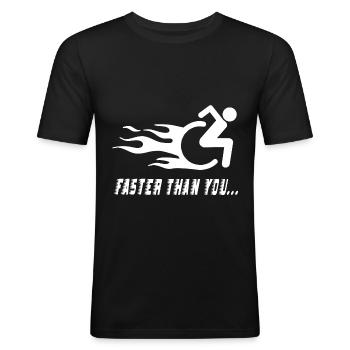 Fauteuil roulant handicap humour handicap - T-shirt près du corps Homme - noir - Devant - Nik (191cm)