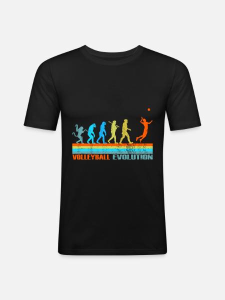 Volleyball Evolution retro gift - Men's Slim Fit T-Shirt - black