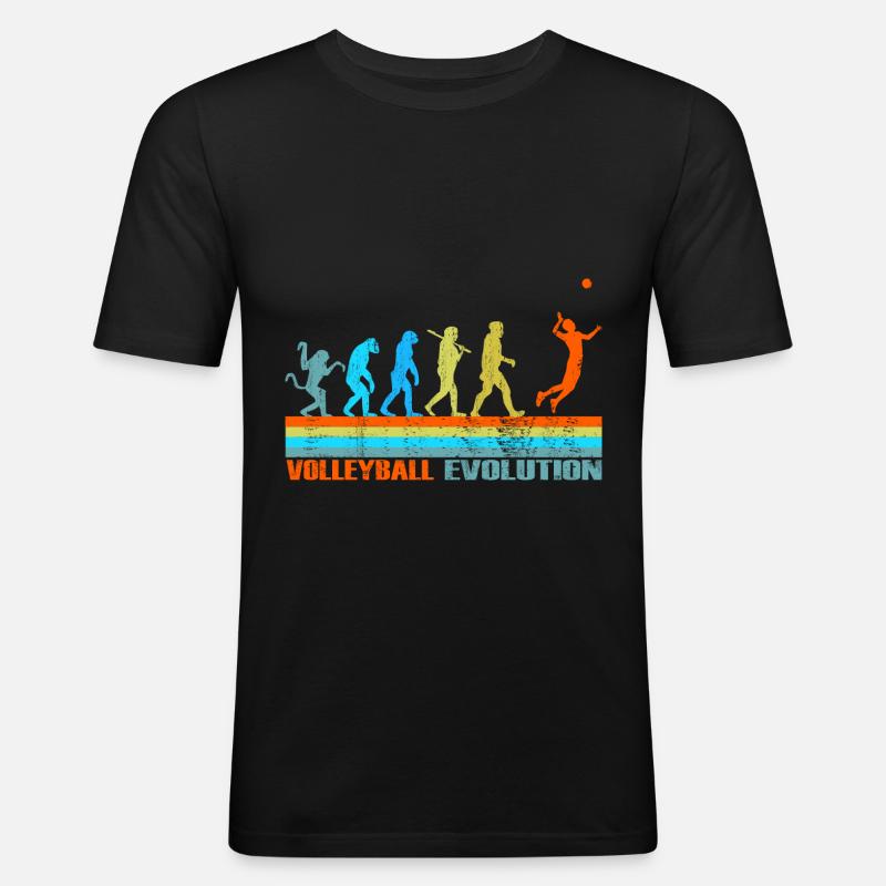 Volleyball Evolution retro Geschenk - Männer Slim Fit T-Shirt - Schwarz
