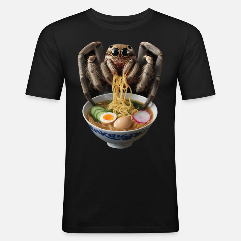 Spinne Ramen - Männer Slim Fit T-Shirt - Schwarz