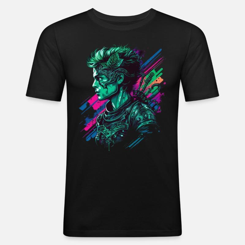 St Patricks Day synthwave Geschenk - Männer Slim Fit T-Shirt - Schwarz