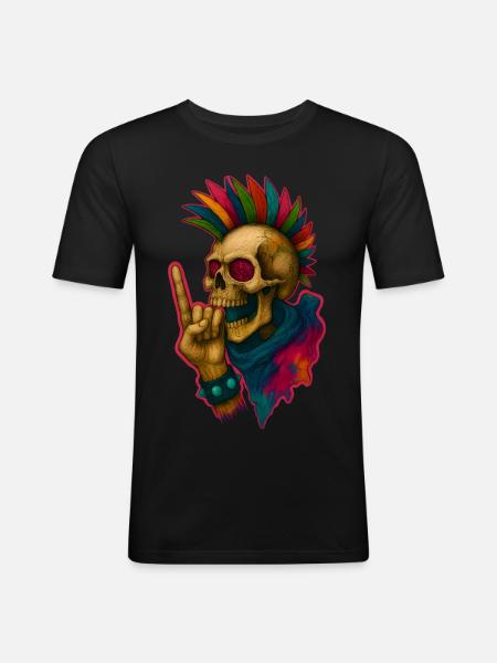 Punk Skull - Men's Slim Fit T-Shirt - black