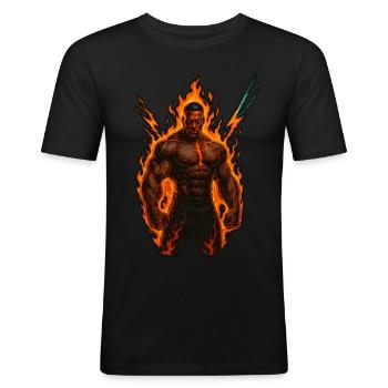 Guerrier - T-shirt près du corps Homme - noir - Devant - Nik (191cm)