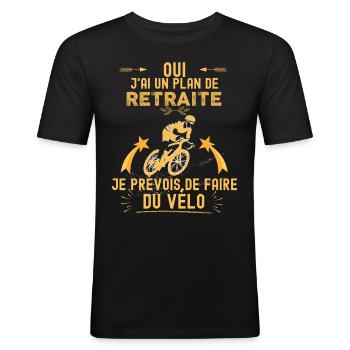 Retraités hommes cyclistes passion vélo - T-shirt près du corps Homme - noir - Devant - Nik (191cm)