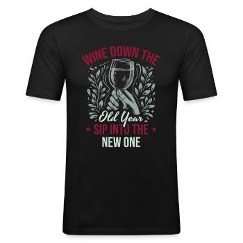 Wein im alten Jahr nippen an neuen Jahr neuen Jahr - Männer Slim Fit T-Shirt - Schwarz - Vorne - Nik (191cm)