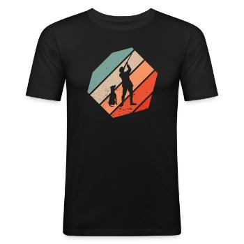 Chien de chasse - T-shirt près du corps Homme - noir - Devant - Nik (191cm)