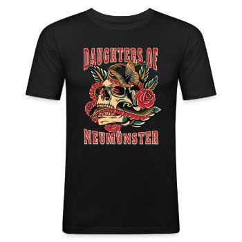 Neumünster Frau Geschenk daughters of Neumünster - Männer Slim Fit T-Shirt - Schwarz - Vorne - Nik (191cm)