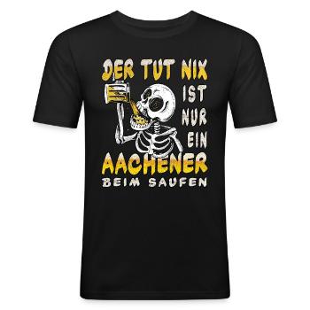 Aachen der tut nix Saufen Kostüm - Männer Slim Fit T-Shirt - Schwarz - Vorne - Nik (191cm)