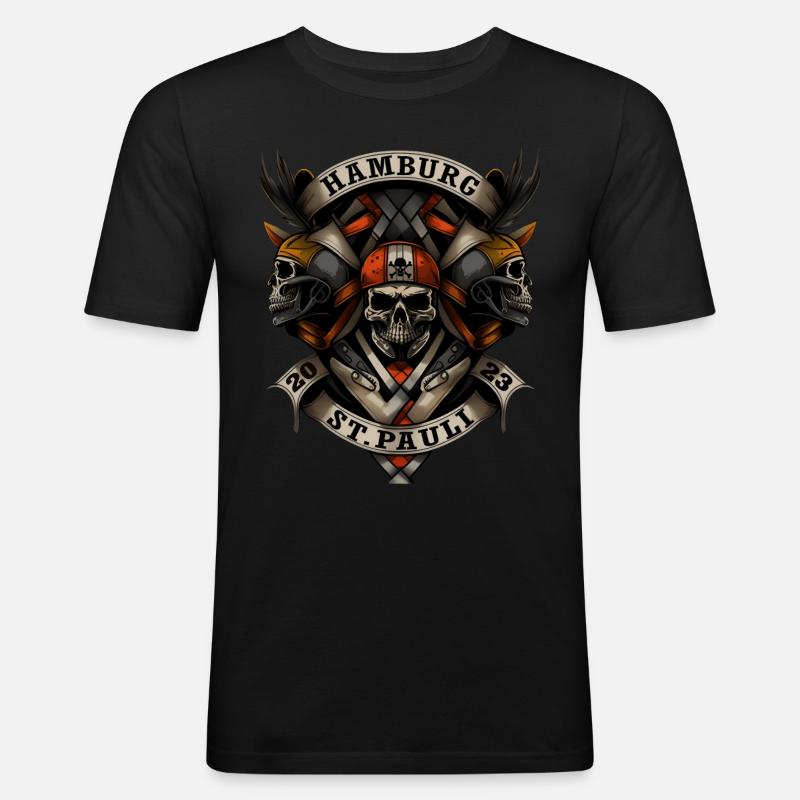 Hamborg St. Pauli 2023 - Biker - Herre Slim Fit T-Shirt - sort