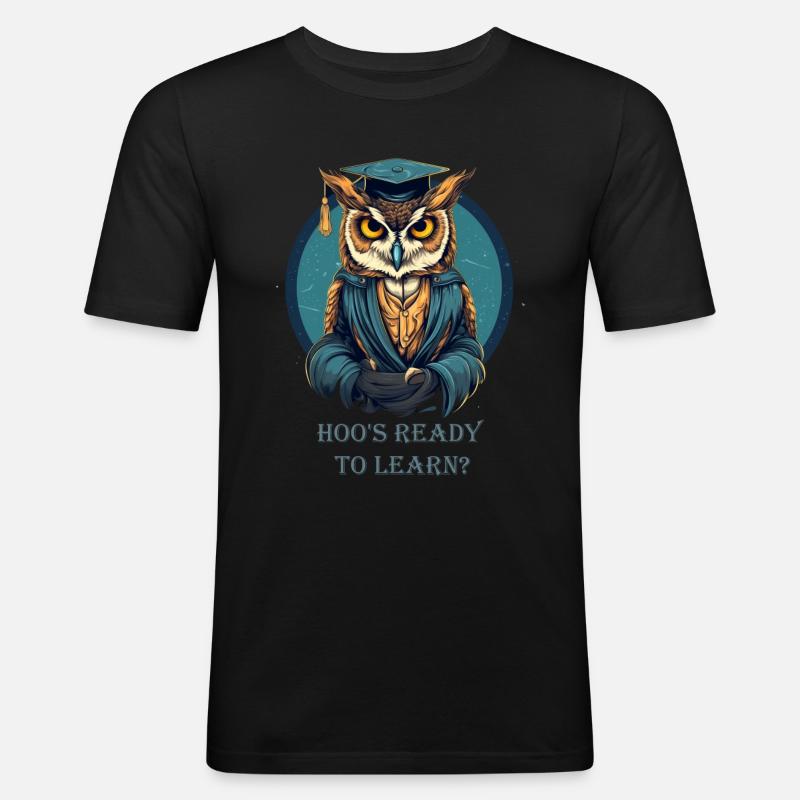 Owl as a teacher - Men's Slim Fit T-Shirt - black