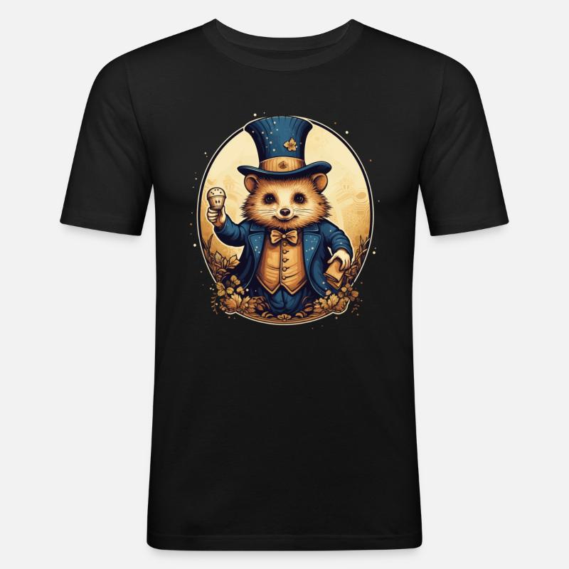 Hamster conjures magic wizard - Men's Slim Fit T-Shirt - black